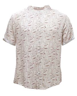Mens S/Slvs Printed Shirts With Round Neck Collar Nawao.com