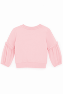 Mesh Slv With Placement Print Terry Top Pale Pink Nawao.com