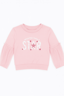 Mesh Slv With Placement Print Terry Top Pale Pink Nawao.com