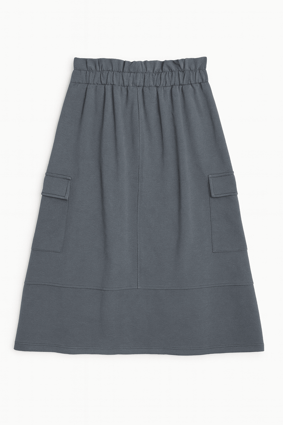 Mid Grey Knitted Cargo Pocket Knitted Skirts Nawao.com