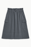 Mid Grey Knitted Cargo Pocket Knitted Skirts Nawao.com