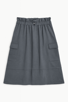 Mid Grey Knitted Cargo Pocket Knitted Skirts Nawao.com