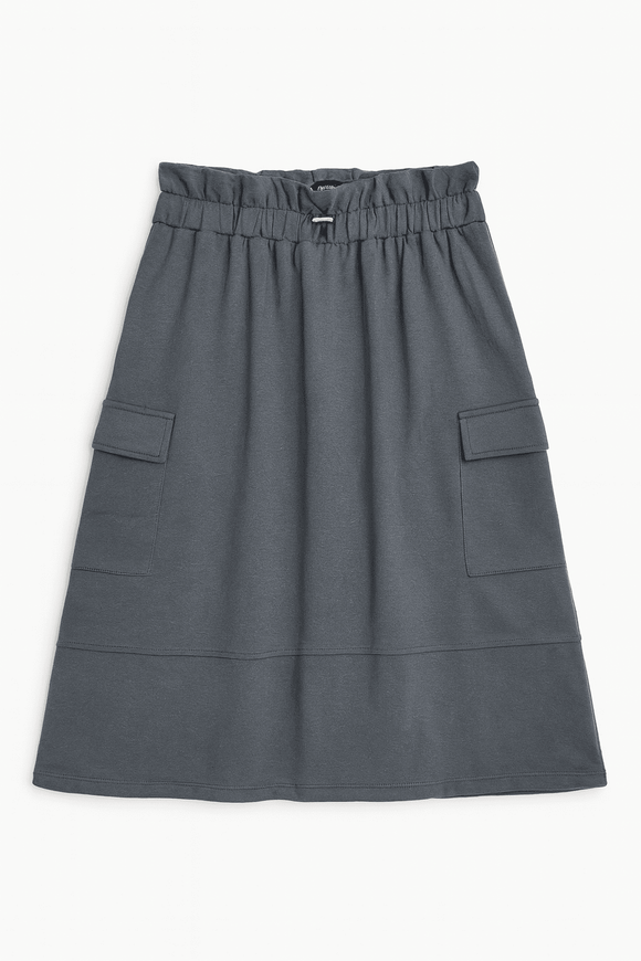 Mid Grey Knitted Cargo Pocket Knitted Skirts Nawao.com
