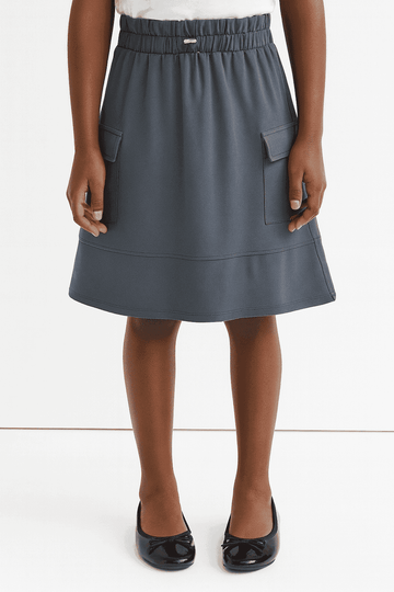 Mid Grey Knitted Cargo Pocket Knitted Skirts Nawao.com