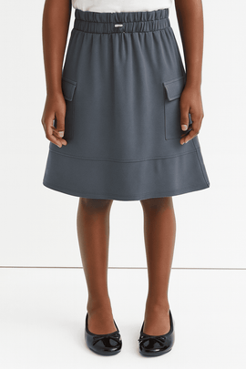 Mid Grey Knitted Cargo Pocket Knitted Skirts Nawao.com