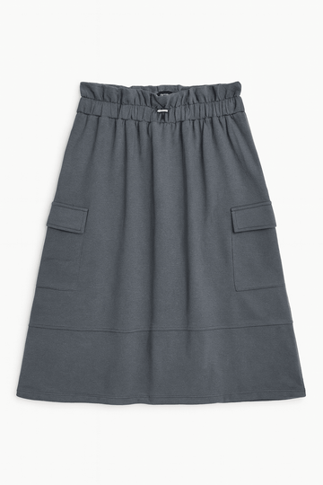 Mid Grey Knitted Cargo Pocket Knitted Skirts Nawao.com