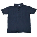 Mid Grey Seersucker Stripe Mandarin Polo Nawao.com