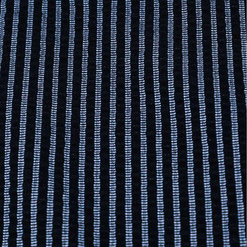 Mid Grey Seersucker Stripe Mandarin Polo Nawao.com