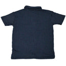 Mid Grey Seersucker Stripe Mandarin Polo Nawao.com