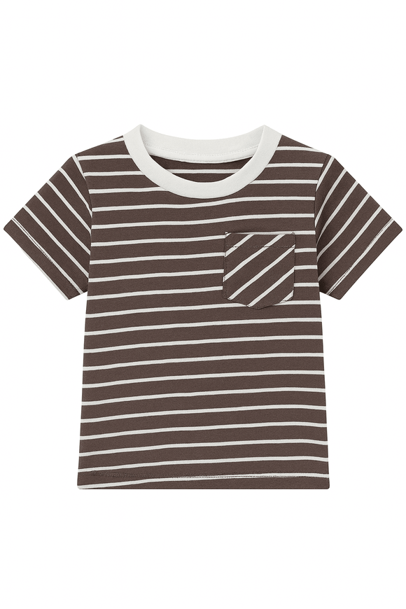 Mid Grey Striped Yarndyed Tshirt Nawao.com