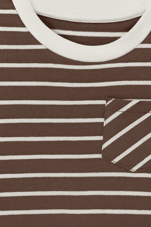 Mid Grey Striped Yarndyed Tshirt Nawao.com