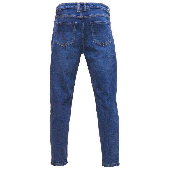 Mid Wash Basic 5 Pocket Straight Fit Jeans Indigo 34 Nawao.com