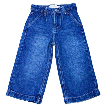 Mid Wash Blue Wide Leg Denim Jeans Nawao.com