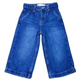 Mid Wash Blue Wide Leg Denim Jeans Nawao.com