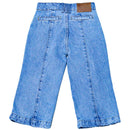 Mid Wash Blue Wide Leg Paneled Denim Jeans Nawao.com