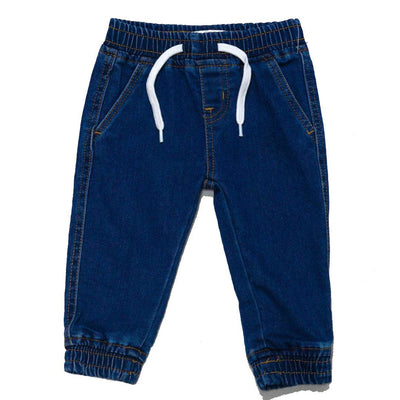 Mid Wash Knit Joggers Jeans Blue Nawao.com