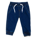 Mid Wash Knit Joggers Jeans Blue Nawao.com