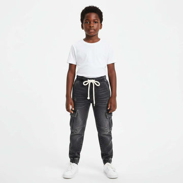 Mid Wash Knitted Cargo Pocket Jogger Blue Nawao.com
