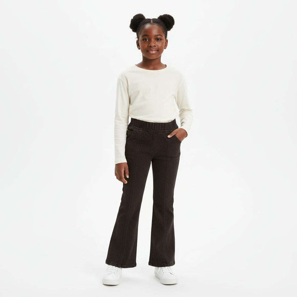 Mid Wash Paneled Flared Denim Jeans Nawao.com