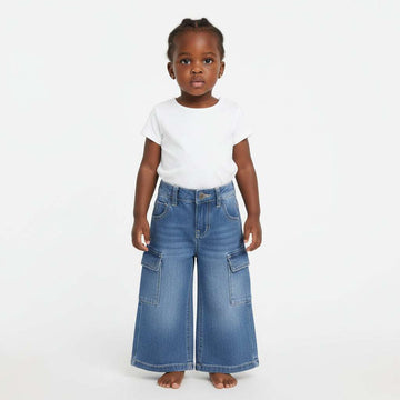 MidWash Wide Leg Denim With Cargo Pockets Nawao.com