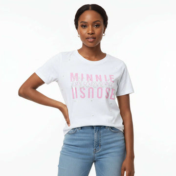 Minnie Emebellished T Shirt White Nawao.com