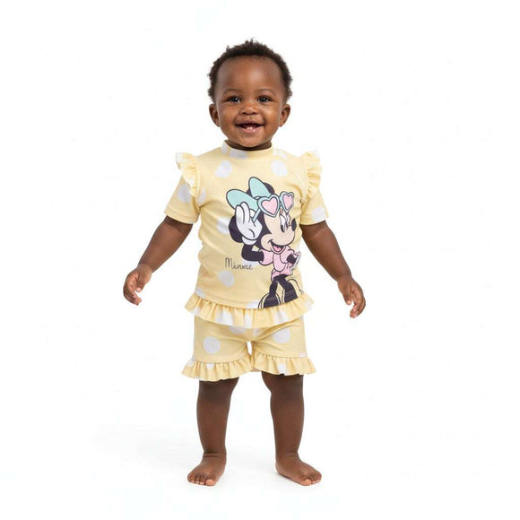 Minnie With Polka Aop Shortie Set Lemon Nawao.com
