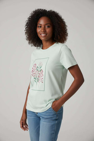 Mint Floral Printed T Shirt Nawao.com