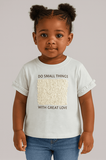 Mint Frill Sleeve3D Embellishment T Shirt Nawao.com