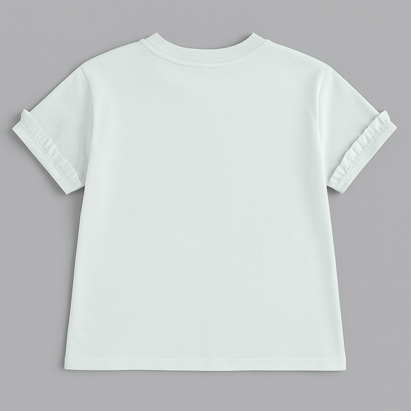 Mint Frill Sleeve3D Embellishment T Shirt Nawao.com