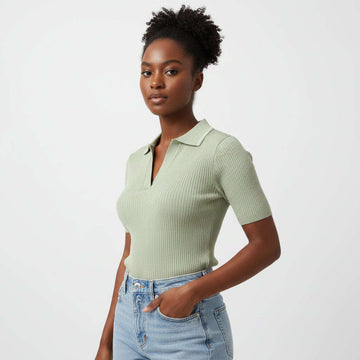 Mint Green Polo Rib T Shirt Mint Nawao.com