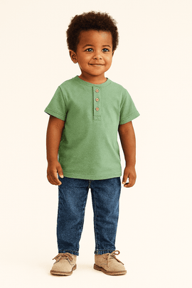 Mint Green Short Sleeve Henley Mint Nawao.com
