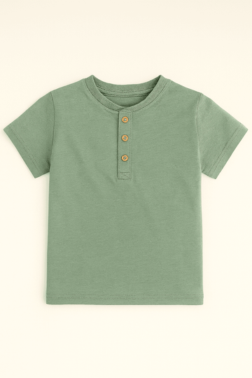 Mint Green Short Sleeve Henley Mint Nawao.com