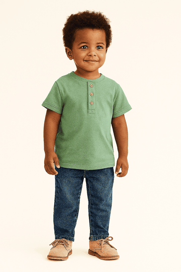 Mint Green Short Sleeve Henley Mint Nawao.com