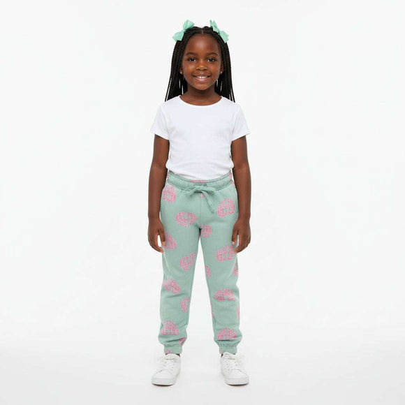 Mint Heart Allover Print Track Pants Nawao.com