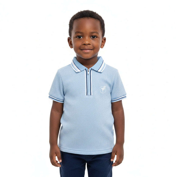 Mint Jacquard Zip Placket Polo Mint Nawao.com