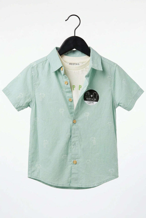 Mint Palm Aop Short Sleeve Shirt And T Shirt  Mint Nawao.com
