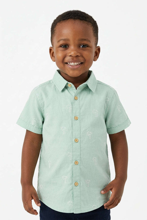 Mint Palm Aop Short Sleeve Shirt And T Shirt  Mint Nawao.com