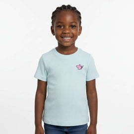 Mint  Placement Embroidery Rib T Shirt Nawao.com