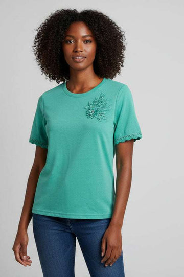 Mint Tee With Applique Mint Nawao.com