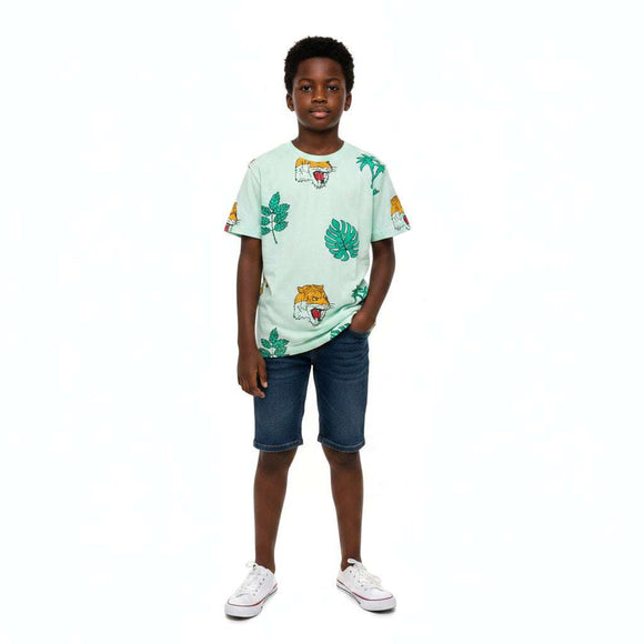 Mint Tiger Aop Short Sleeve T Shirt Mint Nawao.com