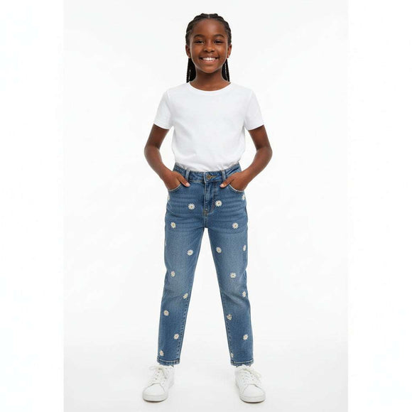 Mom S Fit Embroidered Pants Light Wash Nawao.com