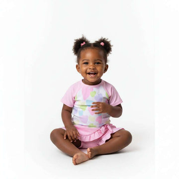 Multi Heart Aop Shortie Set White Nawao.com