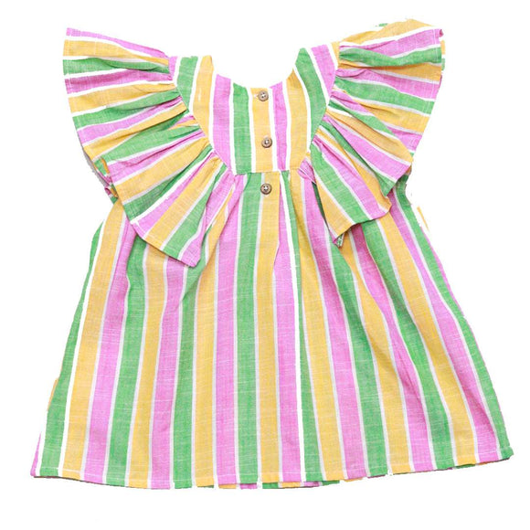 Multi Stripesflutter Blouse Nawao.com