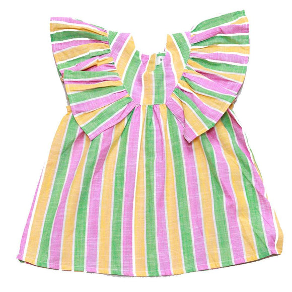 Multi Stripesflutter Blouse Nawao.com