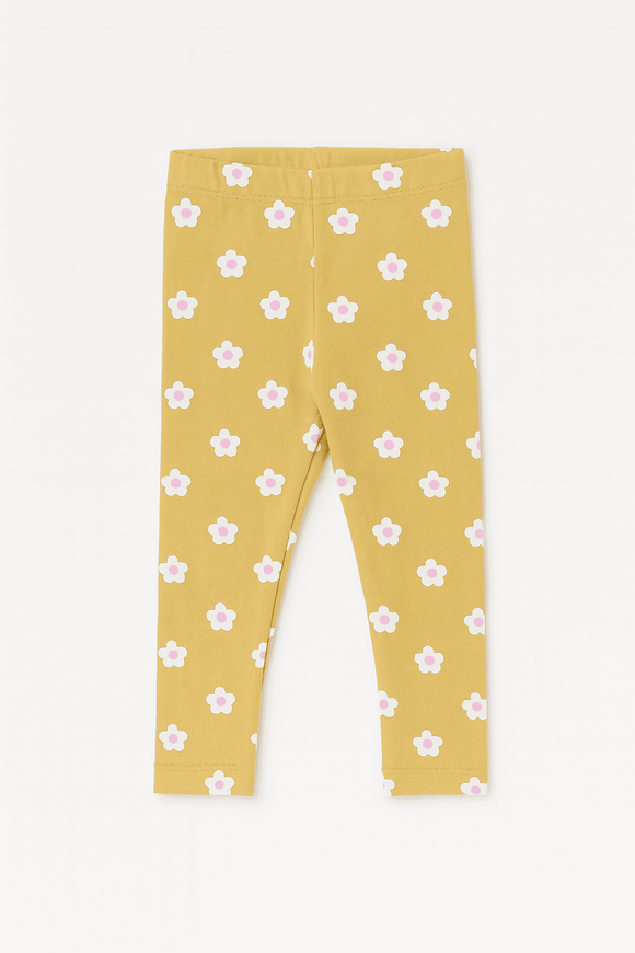 Mustard Floral All Over Print Leggings Mustard Nawao.com