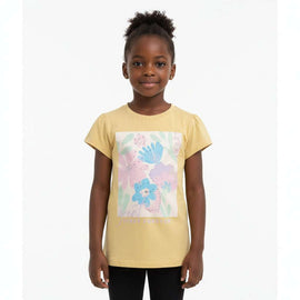 Mustard Great Times Forever Placement Print T Shirt Nawao.com