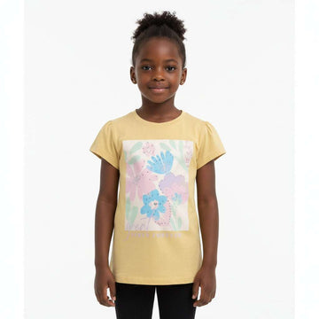 Mustard Great Times Forever Placement Print T Shirt Nawao.com