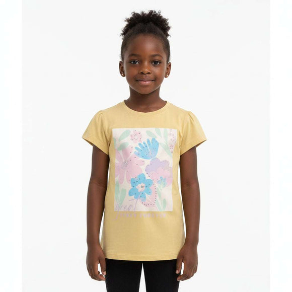Mustard Great Times Forever Placement Print T Shirt Nawao.com