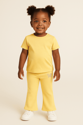 Mustard Rhinestone Embellished Rib Leggings Yellow Nawao.com