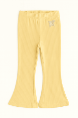 Mustard Rhinestone Embellished Rib Leggings Yellow Nawao.com
